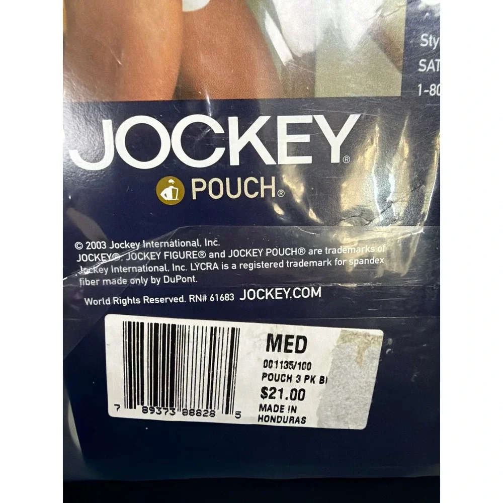 Jockey‎ Pouch Fly Front Briefs Men Size M White Cotton Spandex 3-Pack Style 1135